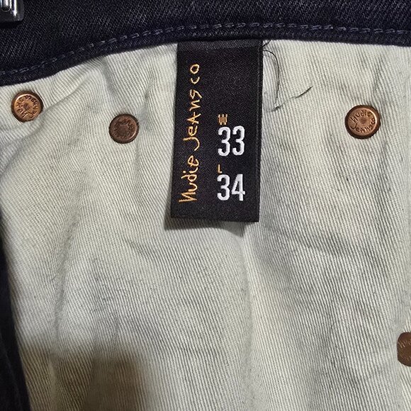 Nudie Jeans Co 100% Organic Cotton Lean Dean Jeans - Dry Black Indigo - Sz 33x34 - Picture 6 of 8